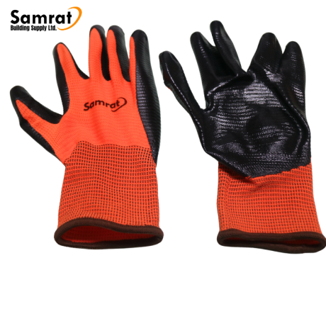 13G 3 Thread Polyester Nitrile Gloves Orange